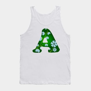 Stylized typography with capital letter A monogram design and floral decoration Tank Top